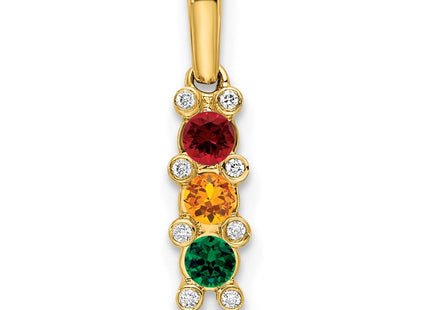 14K gold diamond family pendant, alternate view