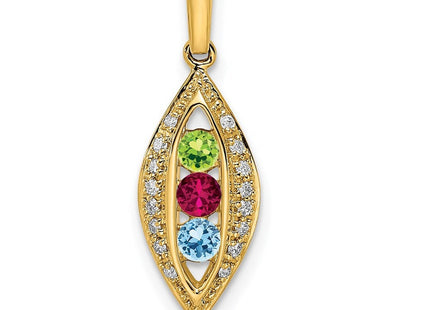 14K gold diamond family pendant, alternate view