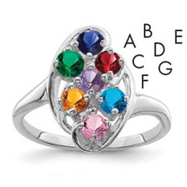 14K white gold mother ring
