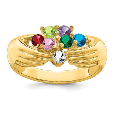 14K 7 Genuine Stone Family Ring