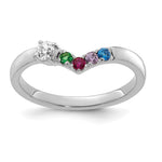 14K White Gold 4 Genuine Birthstone with Diamond Mother's Ring view