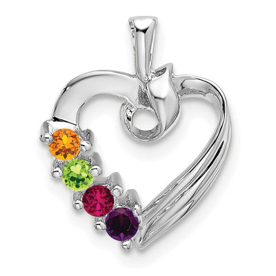 14K White Gold 4 Stone Family Pendant Mounting, 19 x 13mm