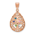 14K rose Gold 5 Birthstone Tree of Life Tear Drop Pendant view