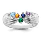 14K White Gold 5 Genuine Stone Family Ring view