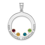 SS/Rhod-plated 4 Birthstone Circle with 14K Bezel Family Pendant view