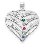 14K White Gold 6-Name w/Birthstones w/18K Rhod-plated Bezel Cut Out Heart Pendant view