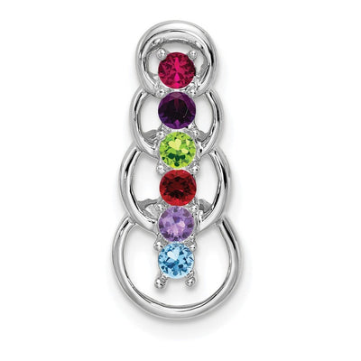 14K White Gold 6 Stone Family Pendant Mounting, 20 x 8mm