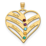 14K Yellow Gold 5-Name w/Birthstones w/14K Bezel Cut Out Heart Pendant view