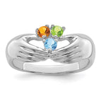 14K White Gold 3 Genuine Stone Family Ring view