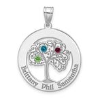 Sterling Silver/Rhodium-plated 3 Birthstone with SS Bezel Family Pendant view 2