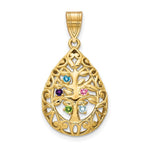 14K Yellow Gold 5 Birthstone Tree of Life Tear Drop Pendant view