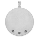 14K White Gold Circle w/3 Birth Flower and Birthstone Pendant view