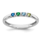 14K White Gold Genuine 4 Birthstone Mother's Ring view