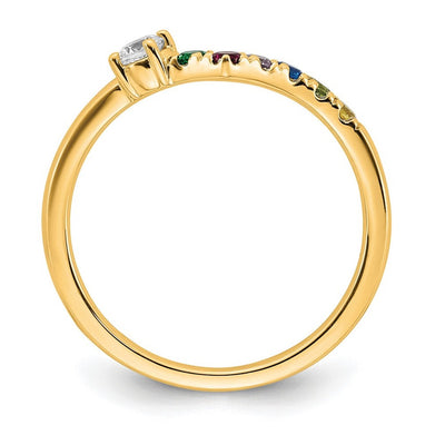 14K 6 Genuine Birthstone with Diamond Mother's Ring