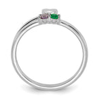 14K White Gold Heart with 2 Genuine Birthstone Mother's Ring view