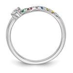 14K White Gold 7 Genuine Birthstone with Diamond Mother's Ring view