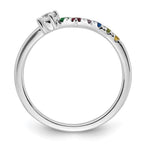 14K White Gold 6 Genuine Birthstone with Diamond Mother's Ring view