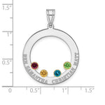 SS/Rhod-plated 4 Birthstone Circle with 14K Bezel Family Pendant view