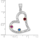 SS/Rhod-plated 3 Birthstone Heart with 14K Bezel Family Pendant view