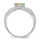 14K White Gold 3 Genuine Stone Family Ring view