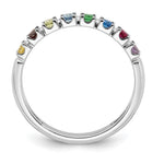 14K White Gold Genuine 8 Birthstone Mother's Ring view