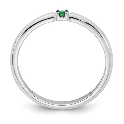 14K White Gold Genuine 1 Birthstone Mother's Ring