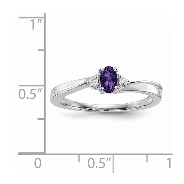 Sterling silver diamond birthstone ring