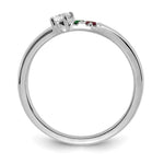 14K White Gold 2 Genuine Birthstone with Diamond Mother's Ring view