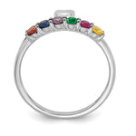 14K White Gold Heart with 6 Genuine Birthstone Mother's Ring view