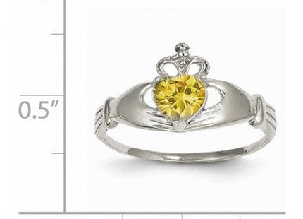 14K white gold cubic zirconia claddagh ring