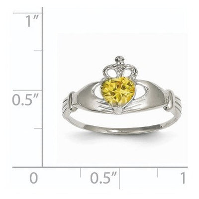14K white gold cubic zirconia claddagh ring