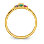 14K Heart with 3 Genuine Birthstone Mother's Ring view