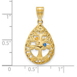 14K Yellow Gold 2 Birthstone Tree of Life Tear Drop Pendant view