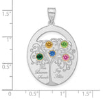 Sterling Silver/Rhod-plated 5 Birthstone with 14k Bezel Family Pendant view 3