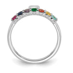 14K White Gold Heart with 7 Genuine Birthstone Mother's Ring view