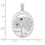 Sterling Silver/Rhod-plated 2 Birthstone with SS Bezel Family Pendant view 3