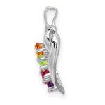 14K White Gold 4 Genuine Stone Family Pendant, 19 x 13mm view