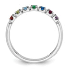 14K White Gold Genuine 7 Birthstone Mother's Ring view
