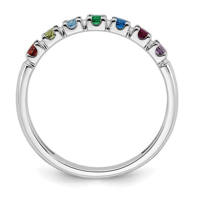 14K White Gold Genuine 7 Birthstone Mother's Ring