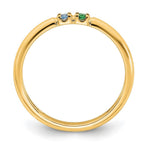 14K Yellow Gold 2 Genuine Birthstone Mother's Ring view