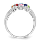 14K White Gold 6 Genuine Stone Family Ring view
