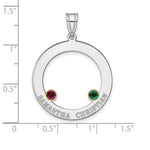 SS/Rhod-plated 2 Birthstone Circle with 14K Bezel Family Pendant view