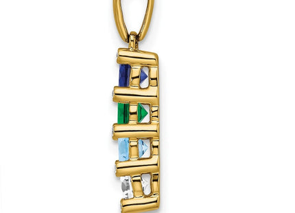 14K gold diamond family pendant, another view