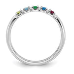 14K White Gold Genuine 5 Birthstone Mother's Ring view