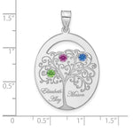 Sterling Silver/Rhod-plated 3 Birthstone with SS Bezel Family Pendant view 3
