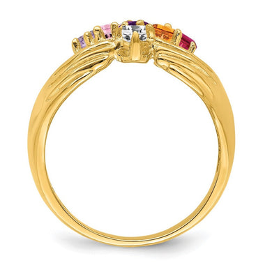 14K 6 Genuine Stone Family Ring
