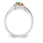 Sterling Silver Rhodium-plated Sythetic Stone & Diamond Couple Ring view 3