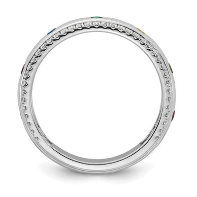 14K WG 7 Genuine Birthstone and Diamond Mother's Ring