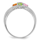14K White Gold 4 Genuine Stone Family Ring view