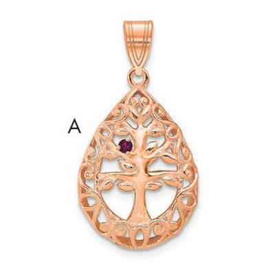 10K rose gold tree of life pendant